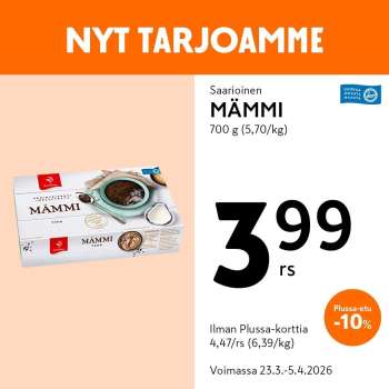 K-market tarjoukset  - 23.03.2026 - 05.04.2026.