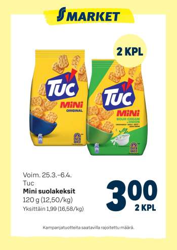 S-market tarjoukset  - 25.03.2026 - 06.04.2026.