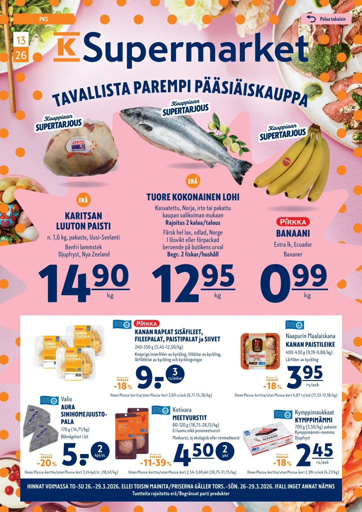 K-Supermarket tarjoukset - 26.03.2026 - 29.03.2026. Sivu 1