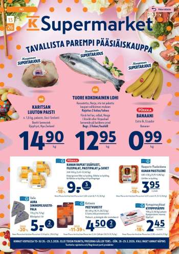 K-Supermarket tarjoukset  - 26.03.2026 - 29.03.2026.