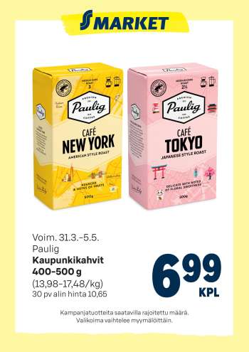 S-market tarjoukset  - 31.03.2026 - 05.05.2026.