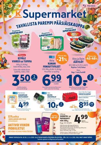K-Supermarket tarjoukset  - 30.03.2026 - 05.04.2026.