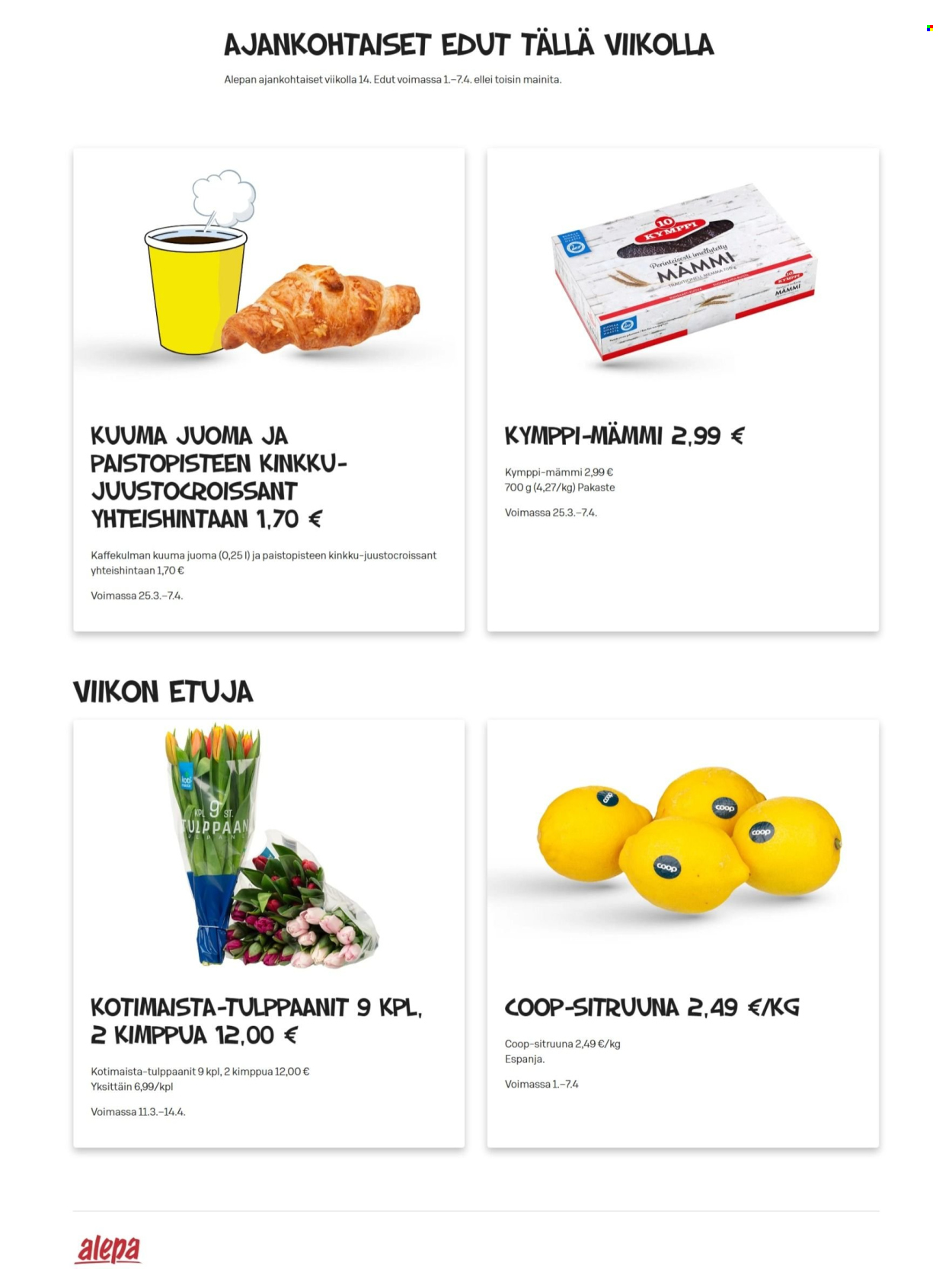 Alepa tarjoukset - 01.04.2026 - 07.04.2026. Sivu 1