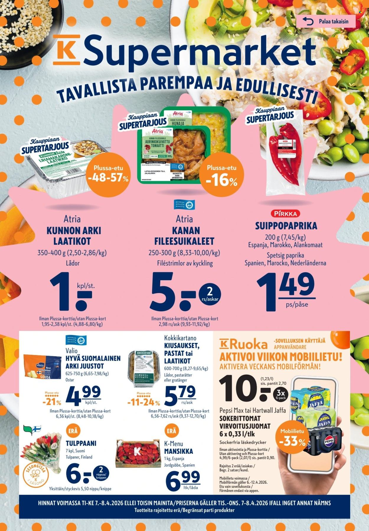 K-Supermarket tarjoukset - 07.04.2026 - 08.04.2026. Sivu 1