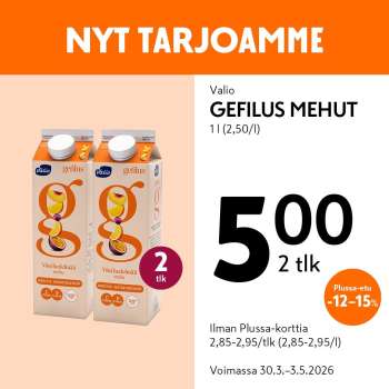 K-market tarjoukset  - 30.03.2026 - 03.05.2026.