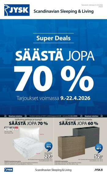 JYSK tarjoukset  - 09.04.2026 - 22.04.2026.