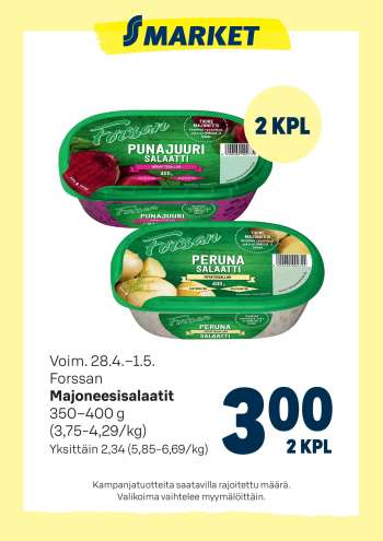 S-market tarjoukset  - 28.04.2026 - 01.05.2026.