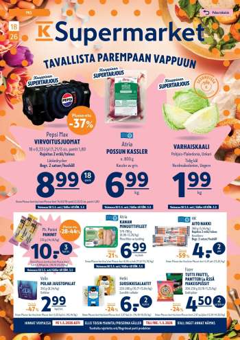K-Supermarket tarjoukset  - 30.04.2026 - 01.05.2026.