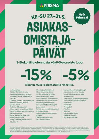 Prisma tarjoukset  - 27.05.2026 - 31.05.2026.