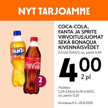 K-market tarjoukset  - 04.05.2026 - 26.08.2026.