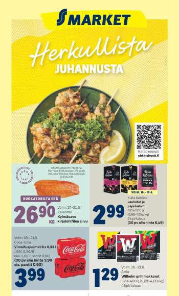 S-market tarjoukset  - 16.06.2026 - 21.06.2026.