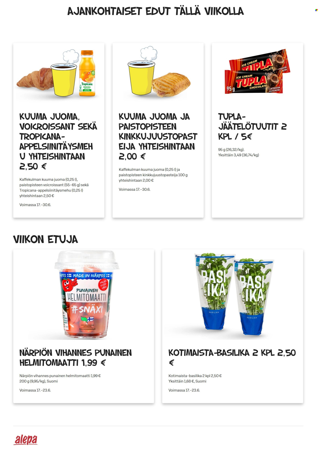 Alepa tarjoukset - 17.06.2026 - 23.06.2026. Sivu 1