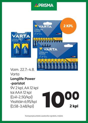 Prisma tarjoukset  - 22.07.2026 - 04.08.2026.