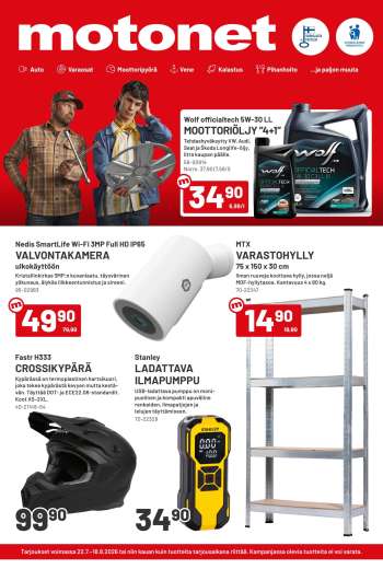 Motonet tarjoukset  - 22.07.2026 - 18.08.2026.