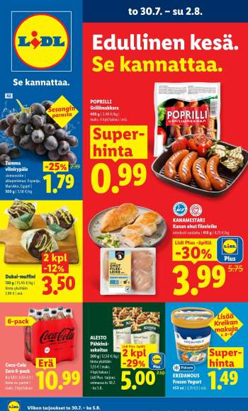 Lidl tarjoukset  - 30.07.2026 - 05.08.2026.