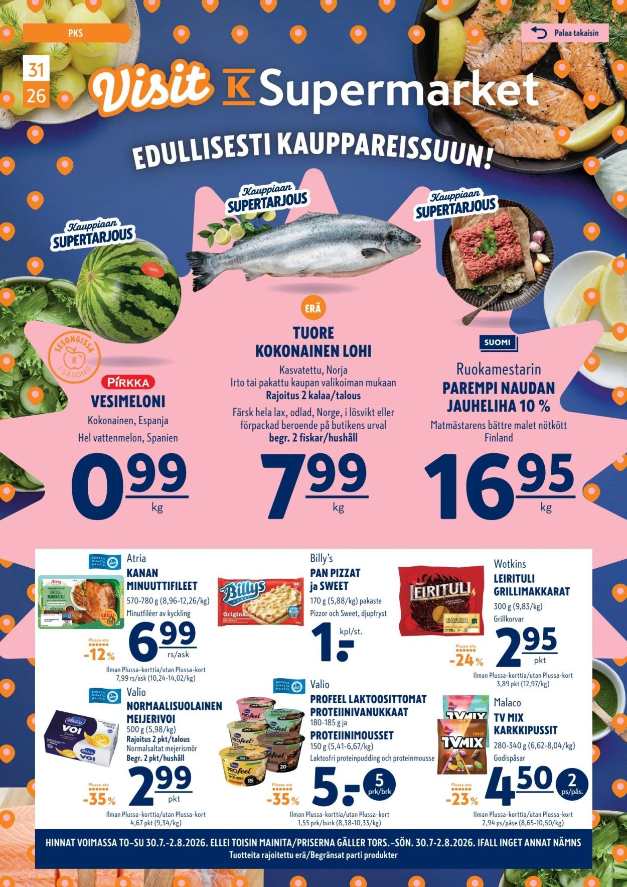 K-Supermarket tarjoukset - 30.07.2026 - 02.08.2026. Sivu 1