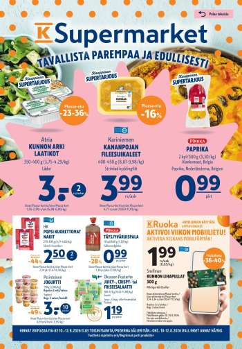 K-Supermarket tarjoukset  - 10.08.2026 - 12.08.2026.