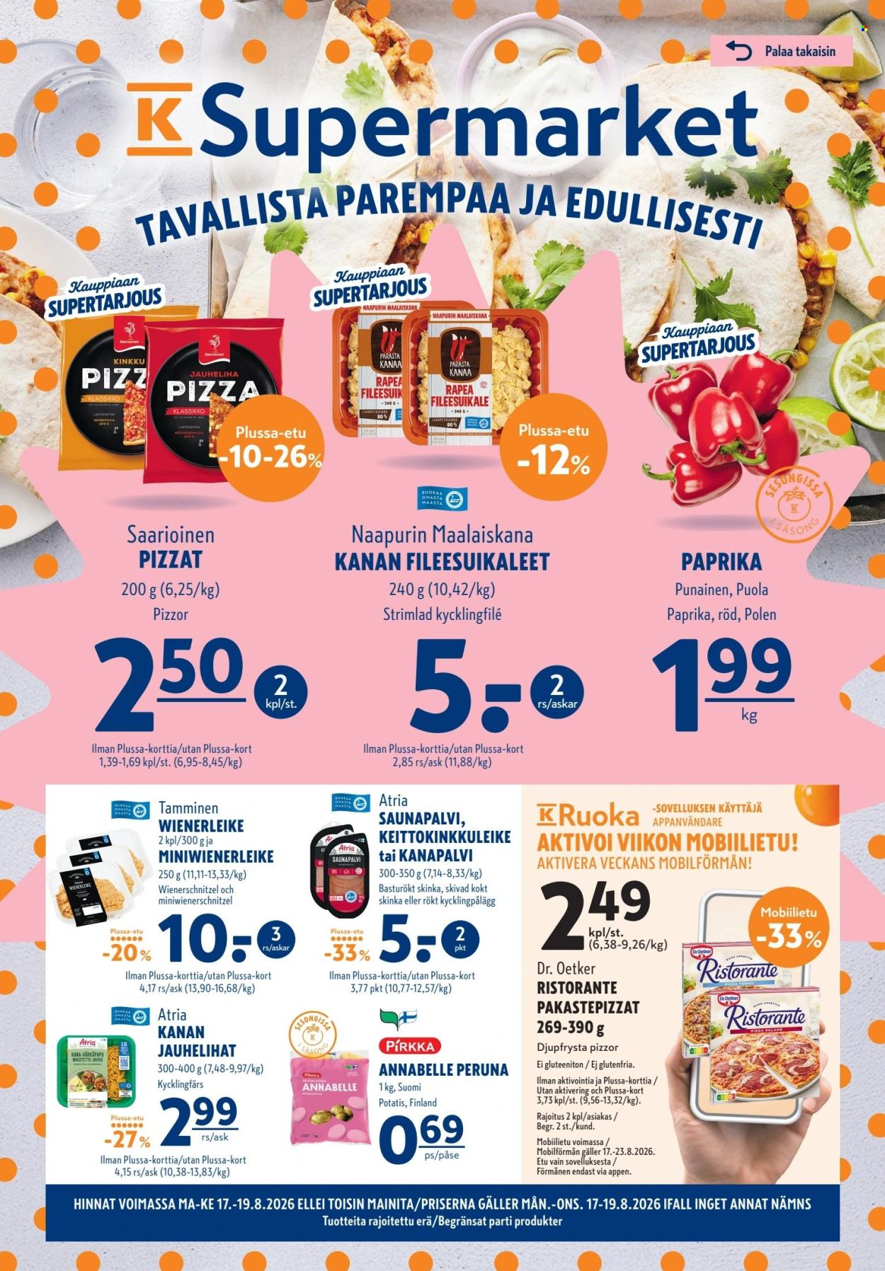 K-Supermarket tarjoukset - 17.08.2026 - 19.08.2026. Sivu 1