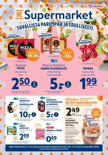 K-Supermarket tarjoukset  - 17.08.2026 - 19.08.2026.