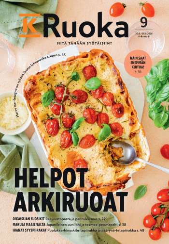 K-market tarjoukset  - 26.08.2026 - 29.09.2026.