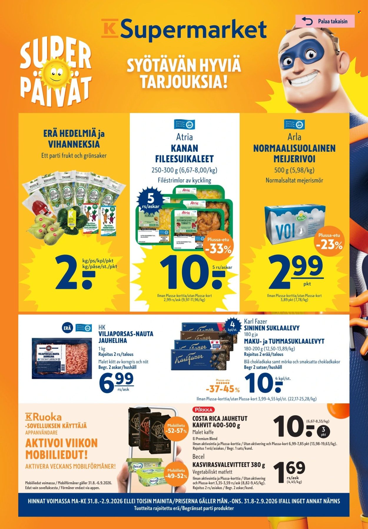 K-Supermarket tarjoukset - 31.08.2026 - 02.09.2026. Sivu 1