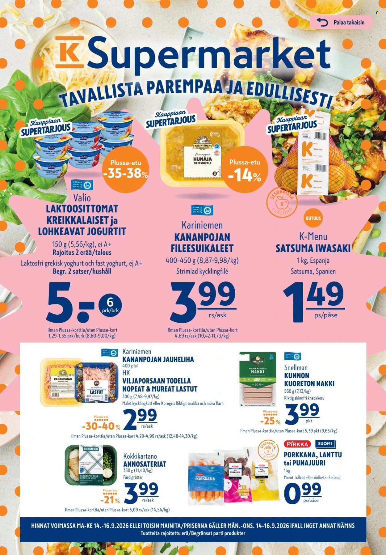 K-Supermarket tarjoukset - 14.09.2026 - 16.09.2026. Sivu 1
