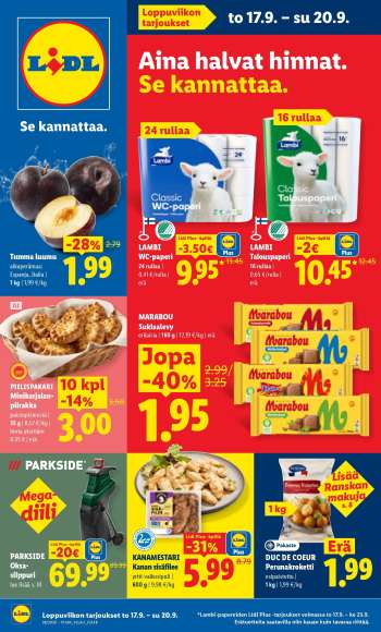 Lidl tarjoukset  - 17.09.2026 - 20.09.2026.