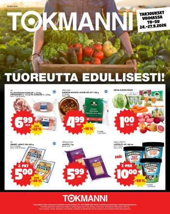 Tokmanni tarjoukset  - 24.09.2026 - 27.09.2026.