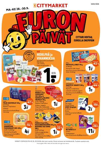 K-citymarket tarjoukset  - 28.09.2026 - 30.09.2026.