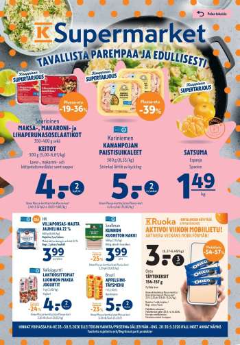 K-Supermarket tarjoukset  - 28.09.2026 - 30.09.2026.
