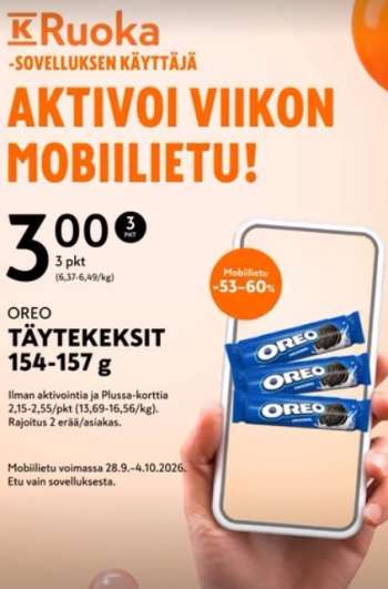 K-market tarjoukset  - 28.09.2026 - 04.10.2026.