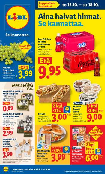 Lidl tarjoukset  - 15.10.2026 - 18.10.2026.