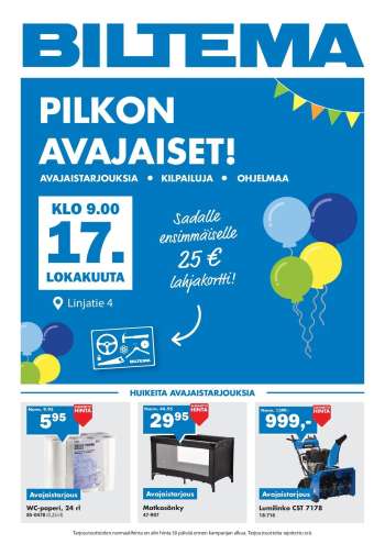 Biltema tarjoukset  - 17.10.2026 - 18.10.2026.