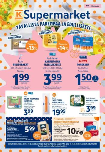 K-Supermarket tarjoukset  - 19.10.2026 - 21.10.2026.