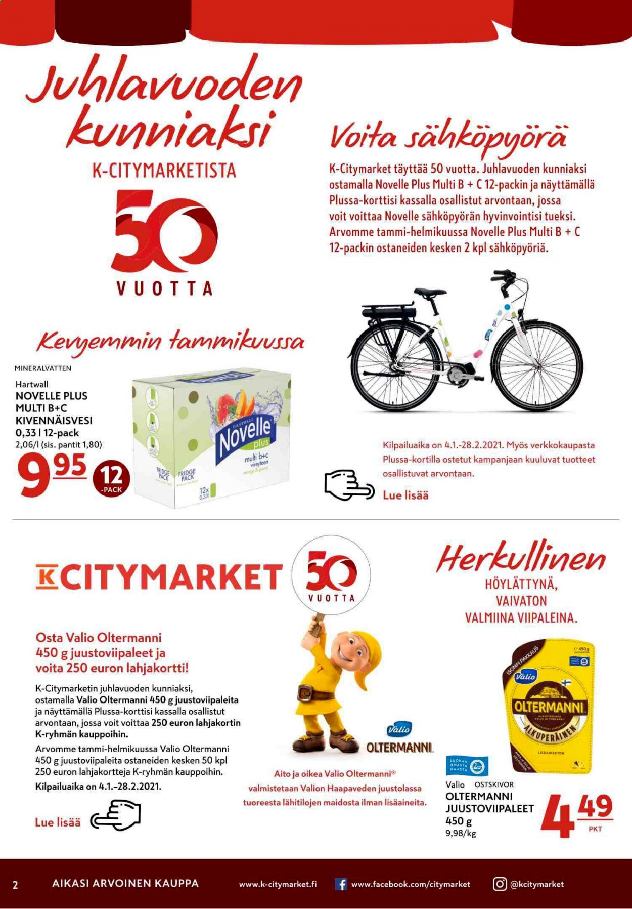 thumbnail - K-citymarket tarjoukset  - 04.01.2021 - 06.01.2021 - Tarjoustuotteet - voita, kivennäisvesi. Sivu 2.