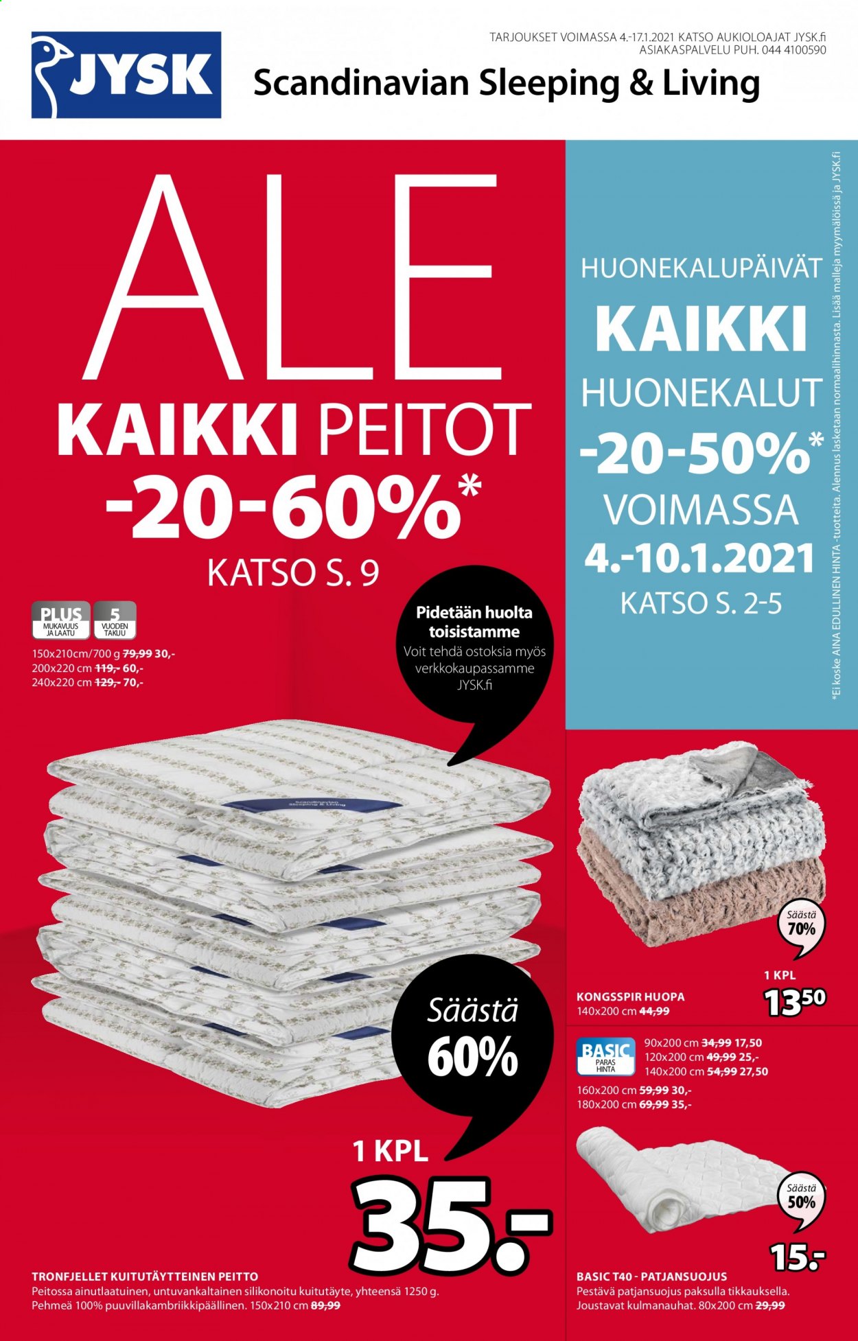 JYSK tarjoukset - 04.01.2021 - 17.01.2021. Sivu 1