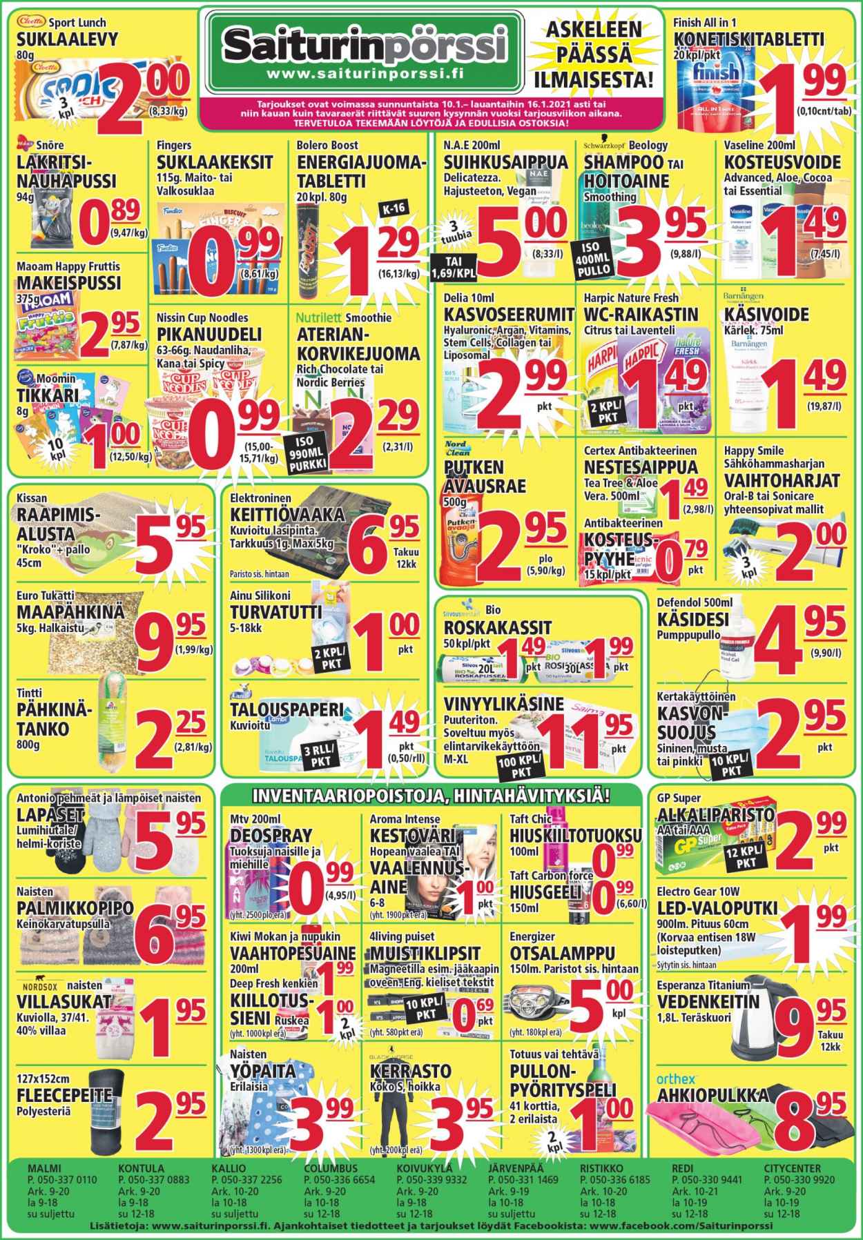 Saiturinpörssi tarjoukset - 10.01.2021 - 16.01.2021. Sivu 1