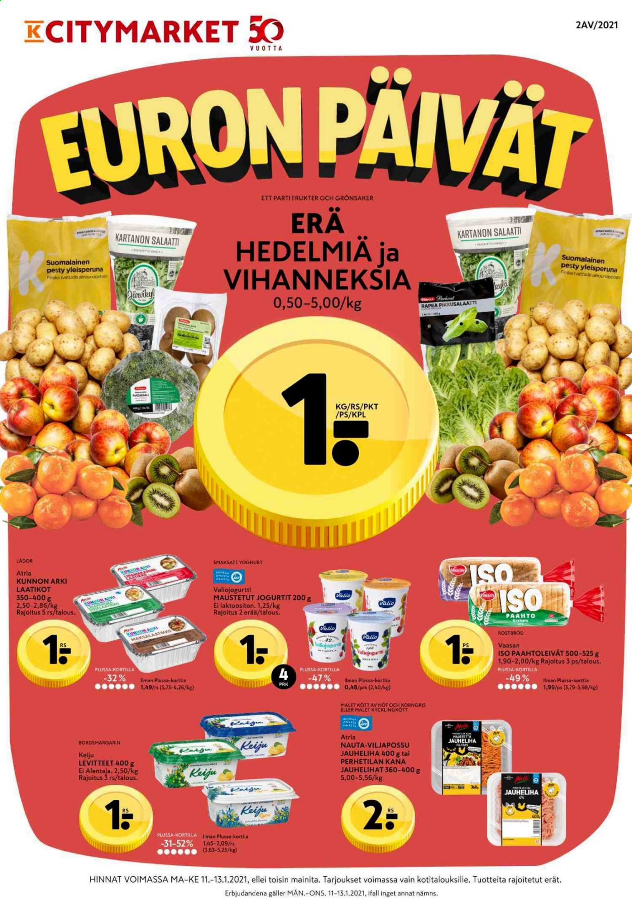 K-citymarket tarjoukset - 11.01.2021 - 13.01.2021. Sivu 1