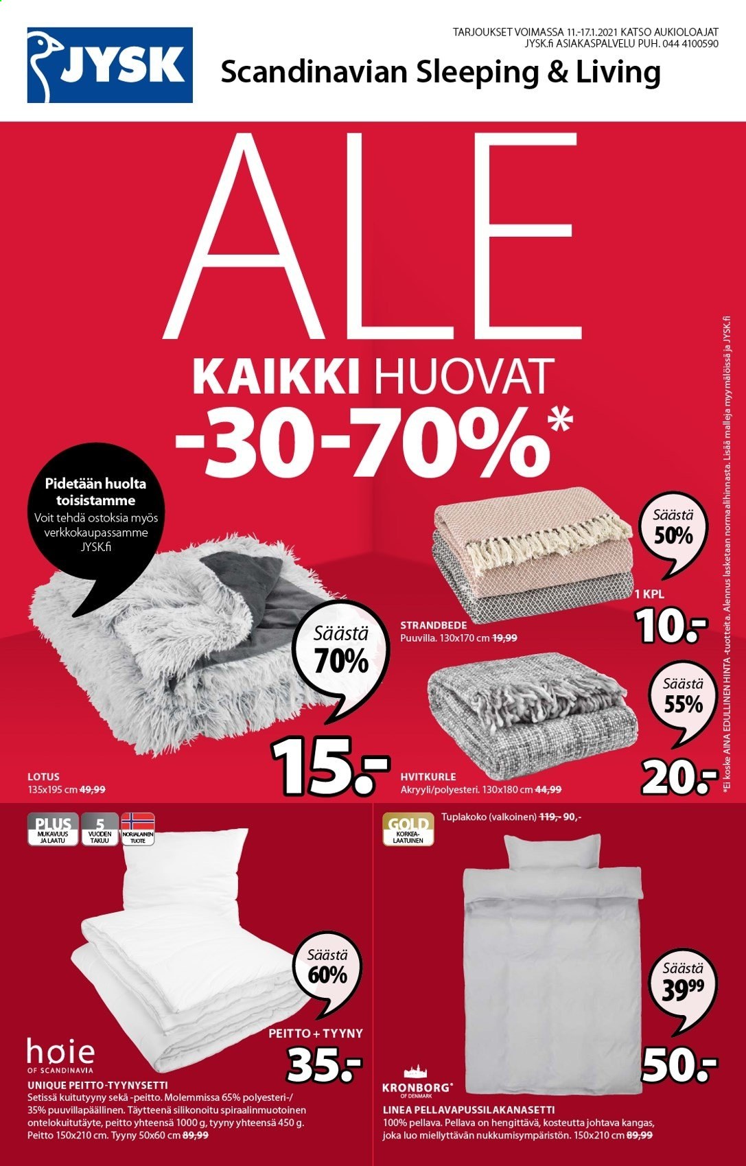 JYSK tarjoukset - 11.01.2021 - 17.01.2021. Sivu 1
