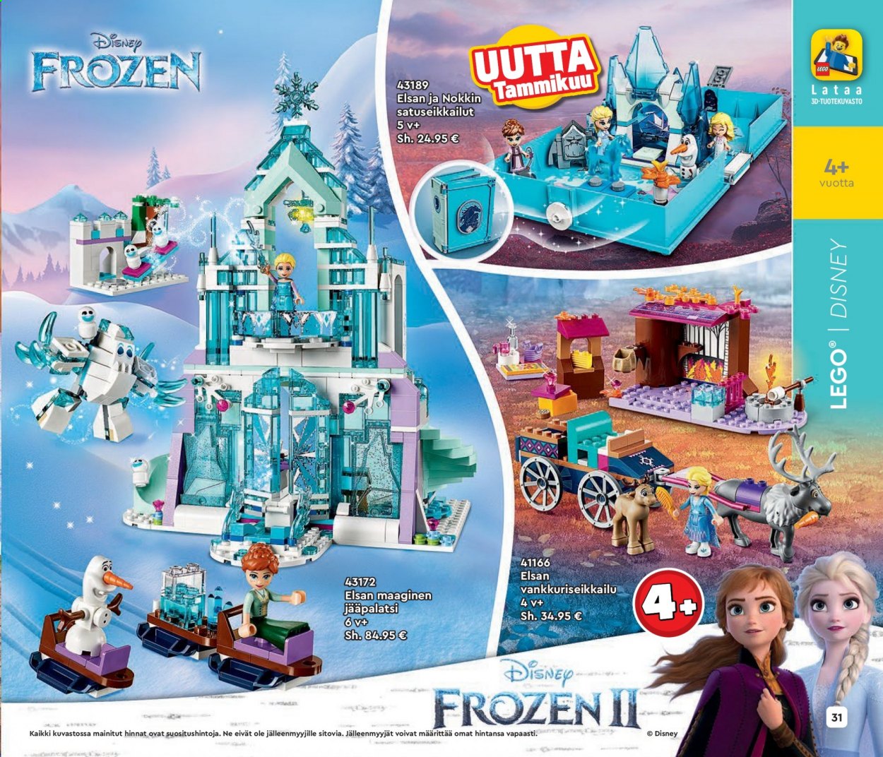 thumbnail - Tokmanni tarjoukset  - 12.01.2021 - 31.05.2021 - Tarjoustuotteet - Disney, Disney Frozen, LEGO. Sivu 31.