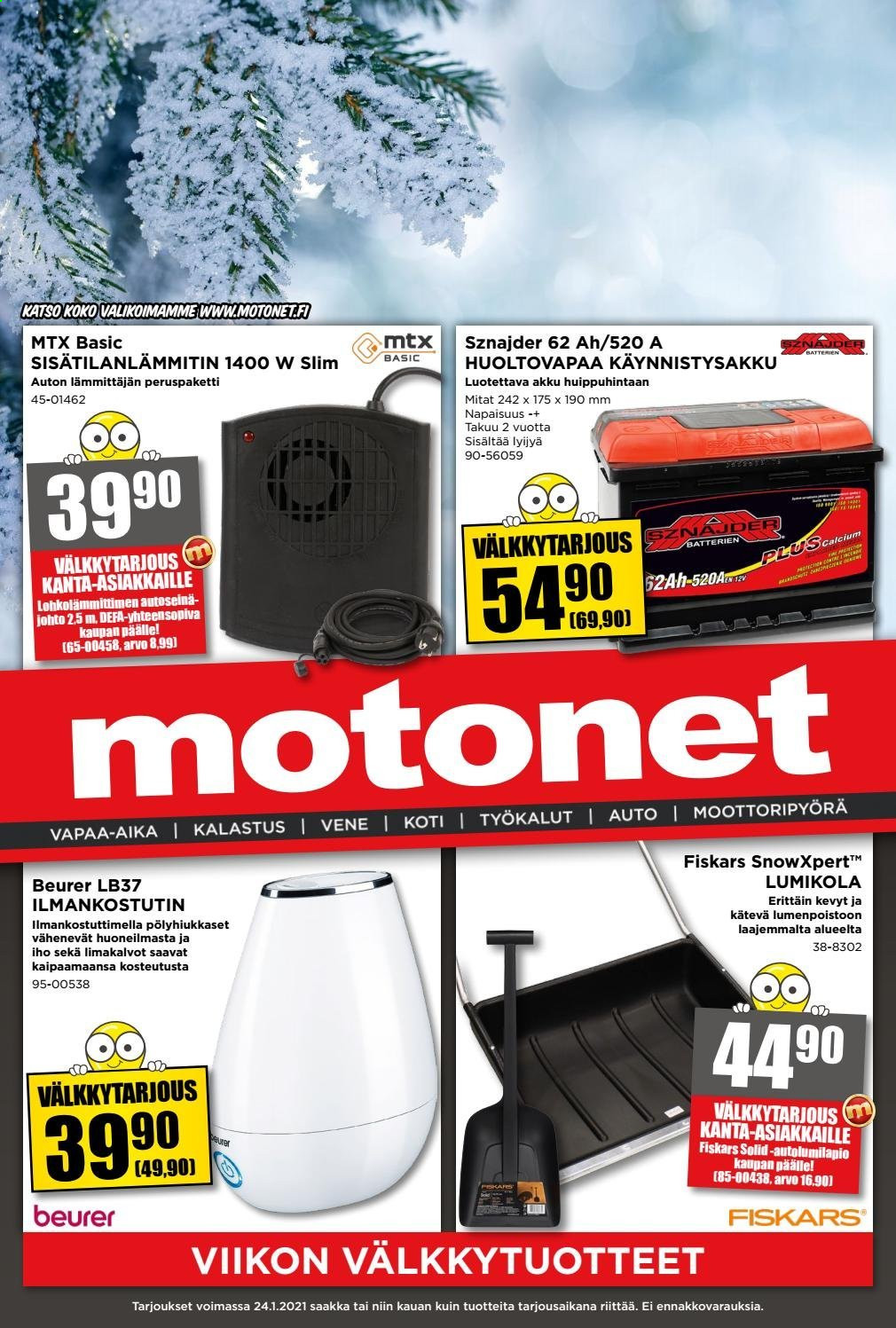 thumbnail - Motonet tarjoukset  - 13.01.2021 - 24.01.2021 - Tarjoustuotteet - Fiskars, sisätilanlämmitin. Sivu 1.