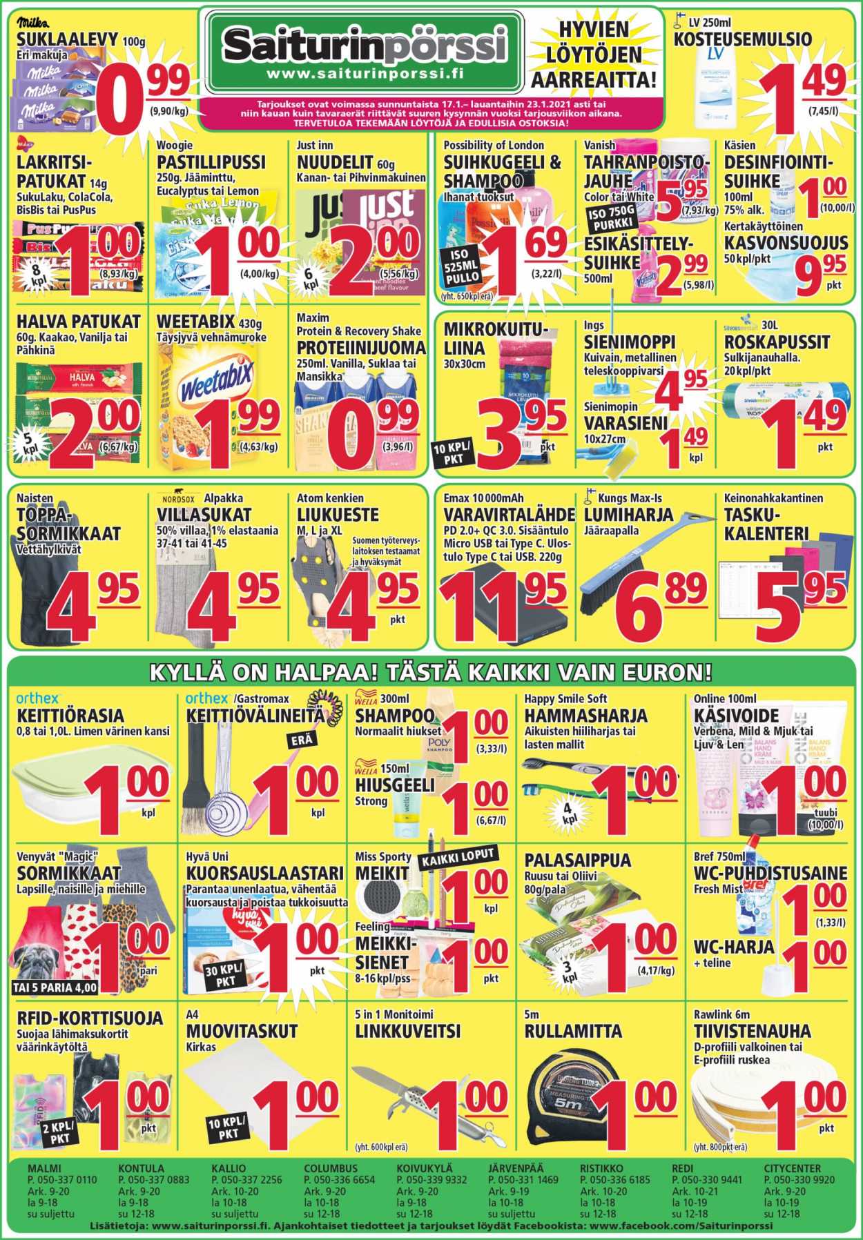 Saiturinpörssi tarjoukset - 17.01.2021 - 23.01.2021. Sivu 1