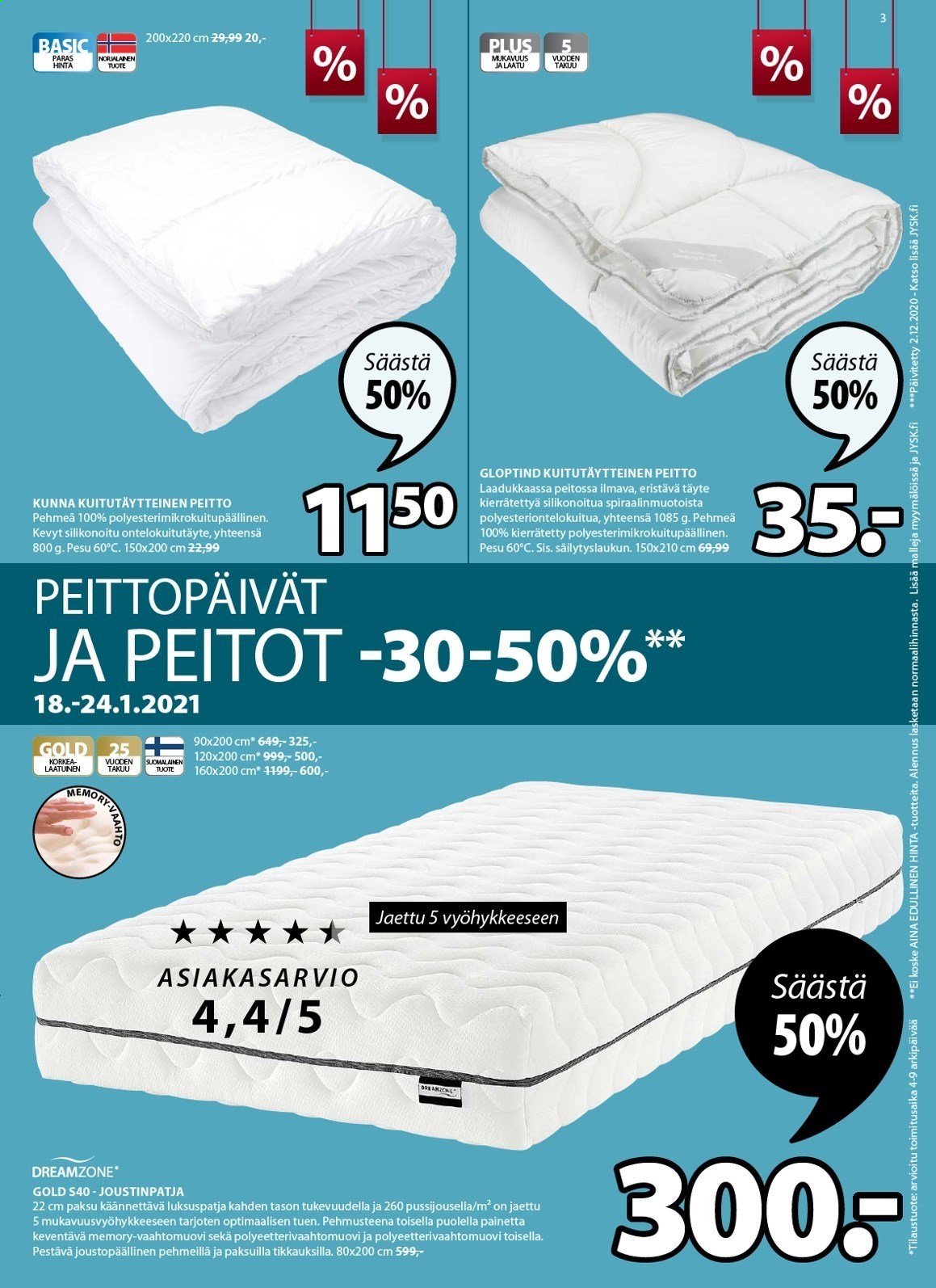 JYSK tarjoukset - 18.01.2021 - 24.01.2021. Sivu 3