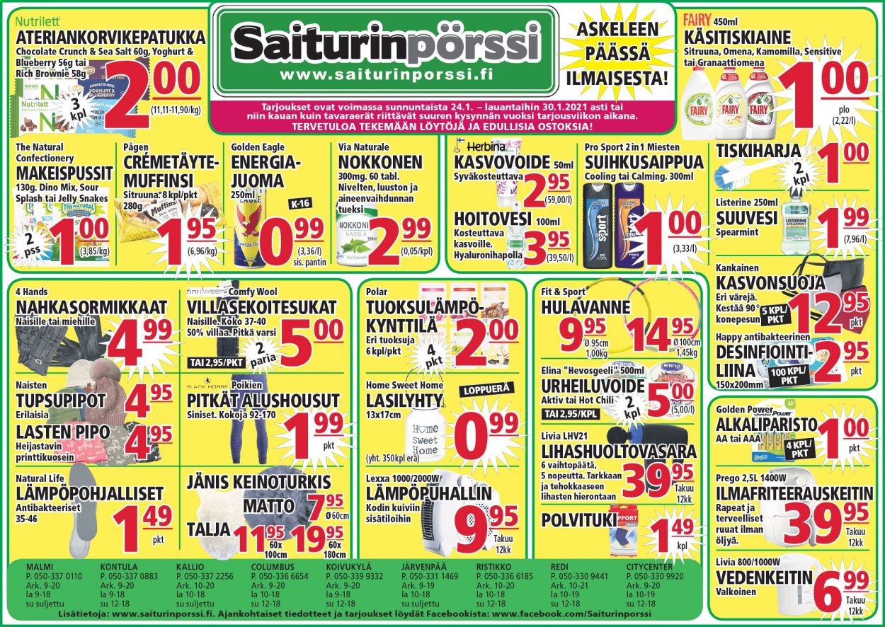 Saiturinpörssi tarjoukset - 24.01.2021 - 30.01.2021. Sivu 1