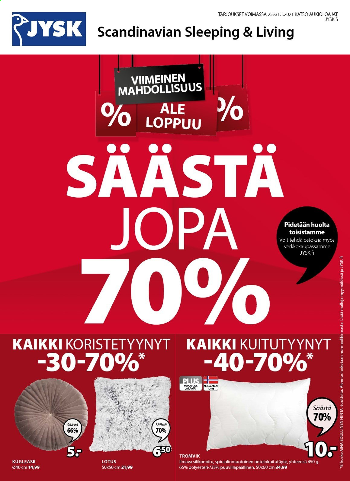 JYSK tarjoukset - 25.01.2021 - 31.01.2021. Sivu 1
