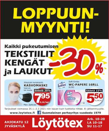 Löytötex tarjoukset  - 25.01.2021 - 02.02.2021.