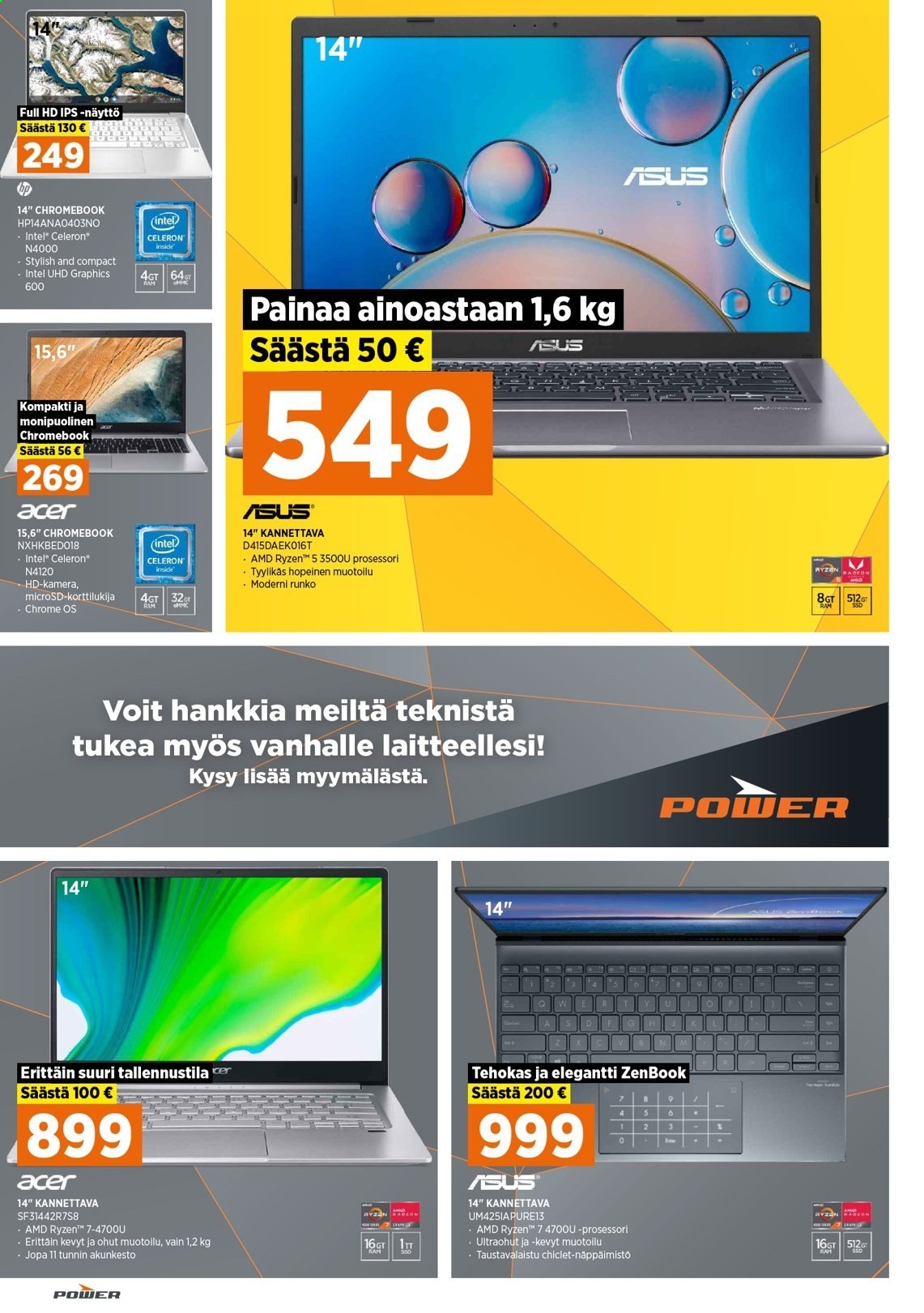 thumbnail - Power tarjoukset  - 01.02.2021 - 07.02.2021 - Tarjoustuotteet - Asus, Acer, Chromebook, Intel, Ryzen, näppäimistö. Sivu 12.