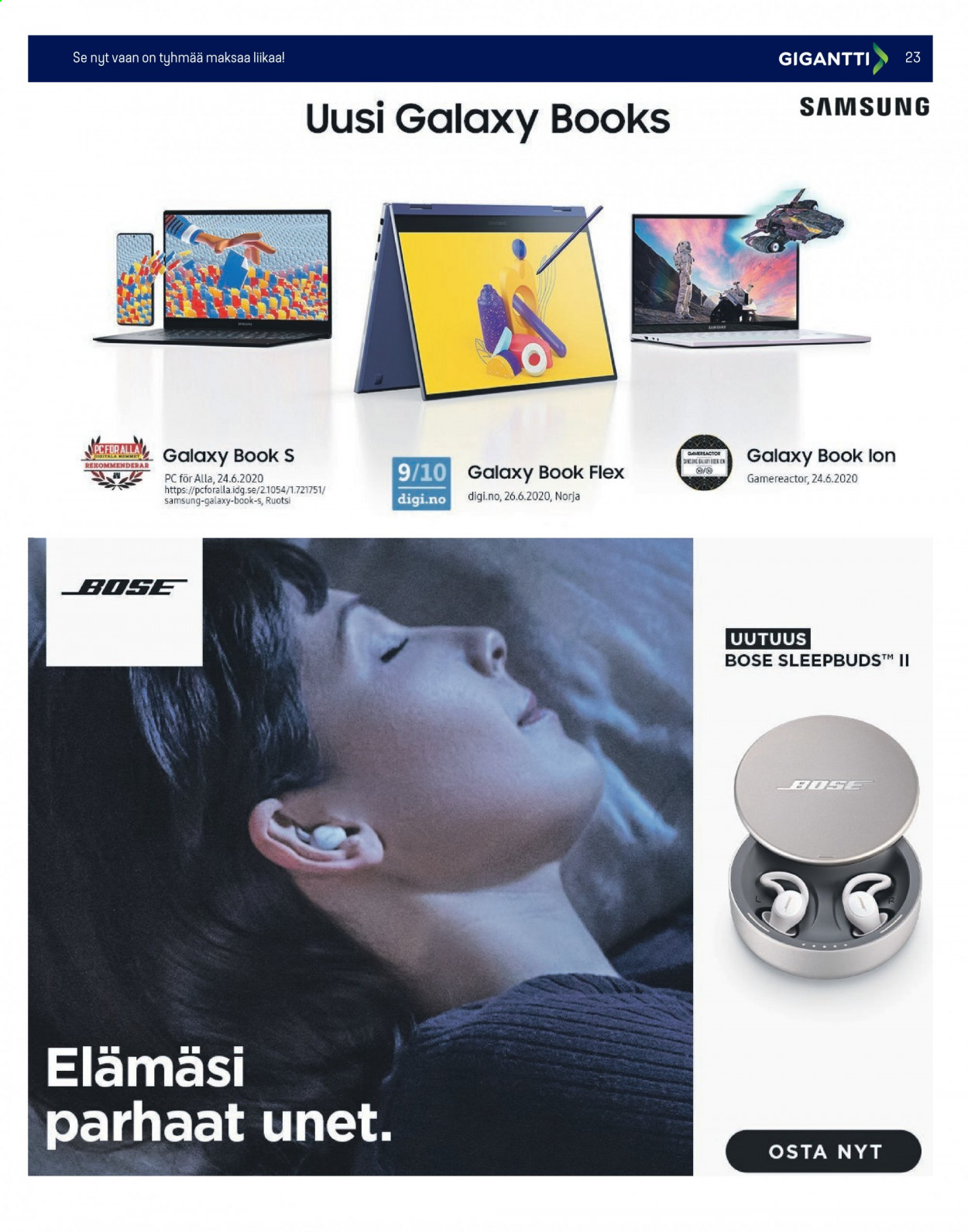 thumbnail - Gigantti tarjoukset  - 08.02.2021 - 14.02.2021 - Tarjoustuotteet - Samsung, Bose. Sivu 23.