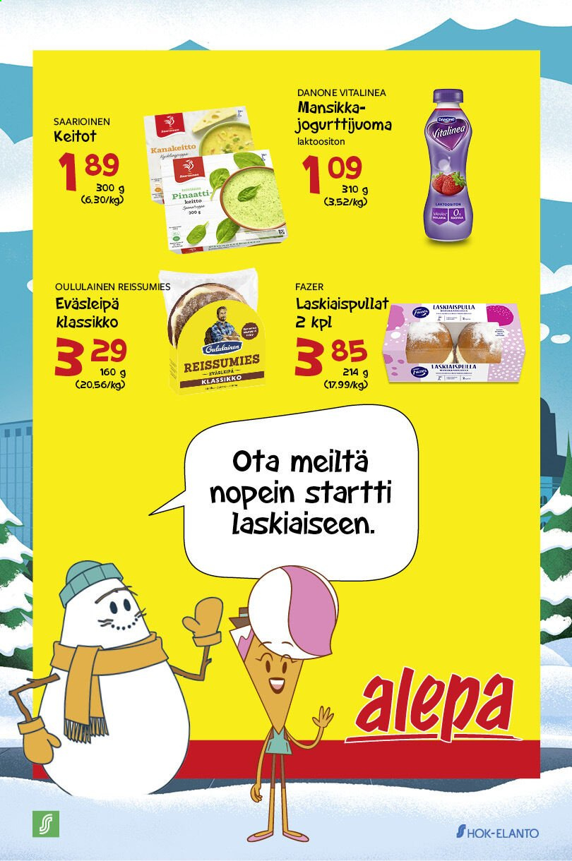 thumbnail - Alepa tarjoukset  - 09.02.2021 - 15.02.2021 - Tarjoustuotteet - Oululainen, Danone, jogurttijuoma, Karl Fazer. Sivu 1.