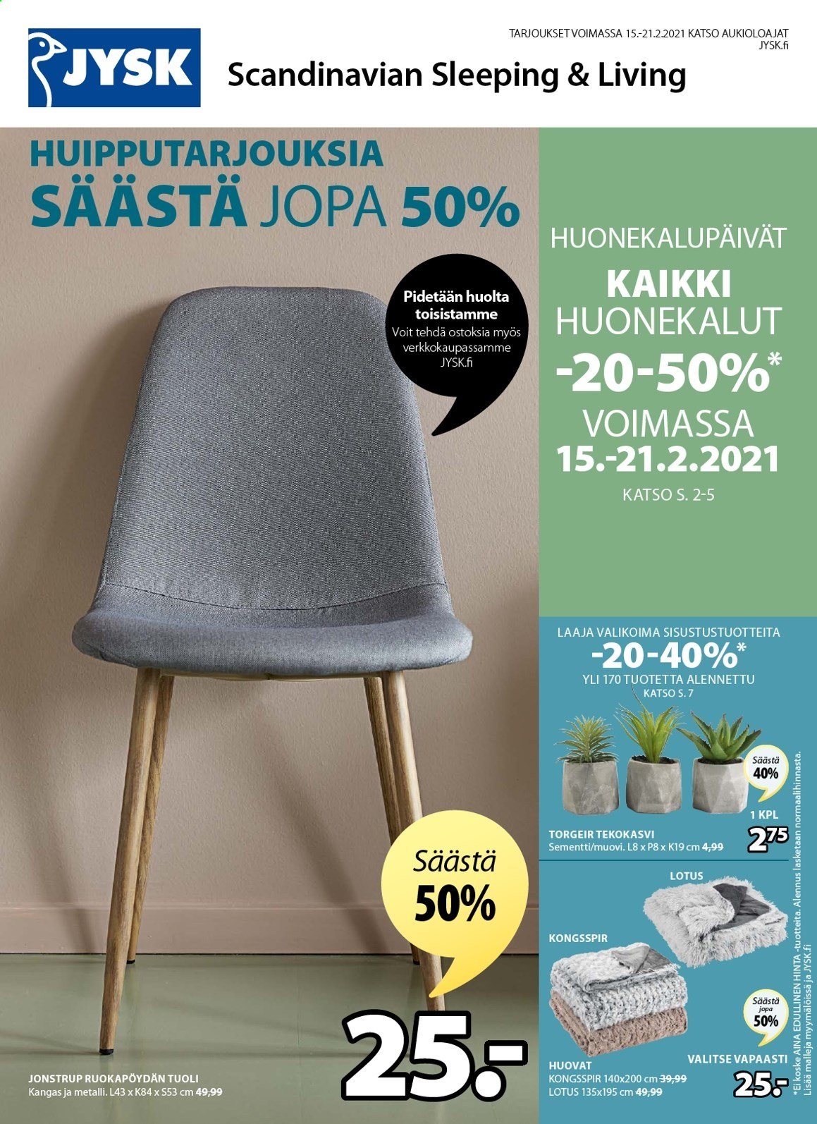 JYSK tarjoukset - 15.02.2021 - 21.02.2021. Sivu 1